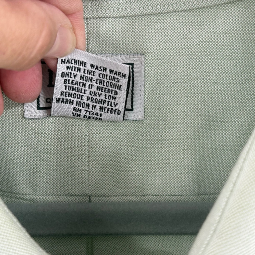 LL Bean Mens 17.5 35 Traditional Fit Wrinkle Resistant Oxford Shirt Sage Green - Picture 4 of 8